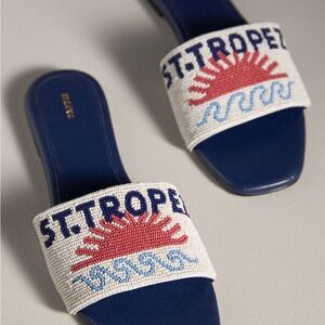 Anthropologie Maeve The Fiona St. Tropez Beaded Slide Sandals NIB 36 5-51/2